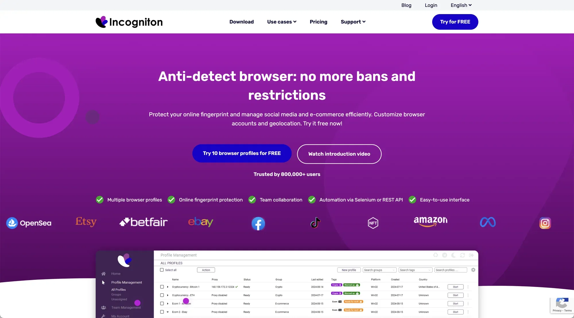 Incogniton– A lightweight and accessible antidetect browser.